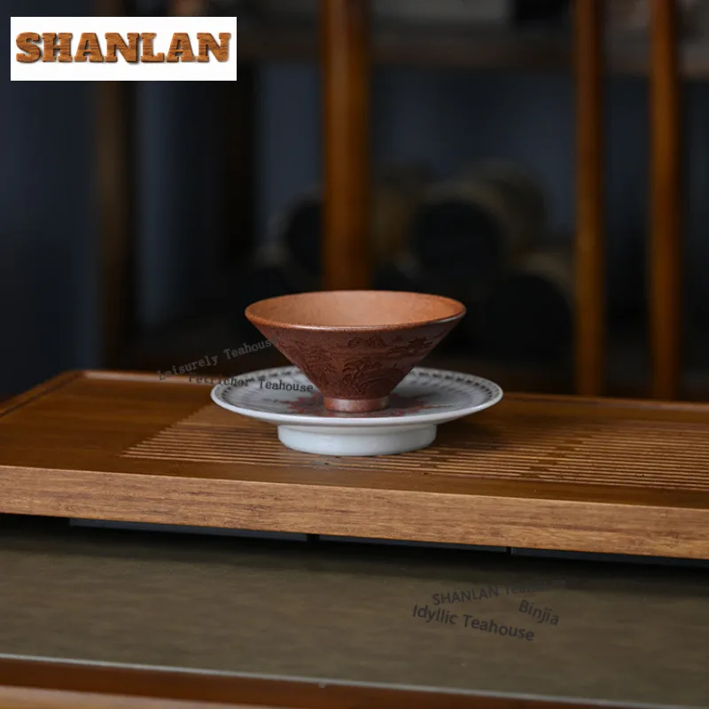 150ml Sky Star Mud Landscape Teacup Handmade Tea Bowl Mug Tea-tasting Personal Cup Jianzhan Master Cups Chinese Tea Set Craft