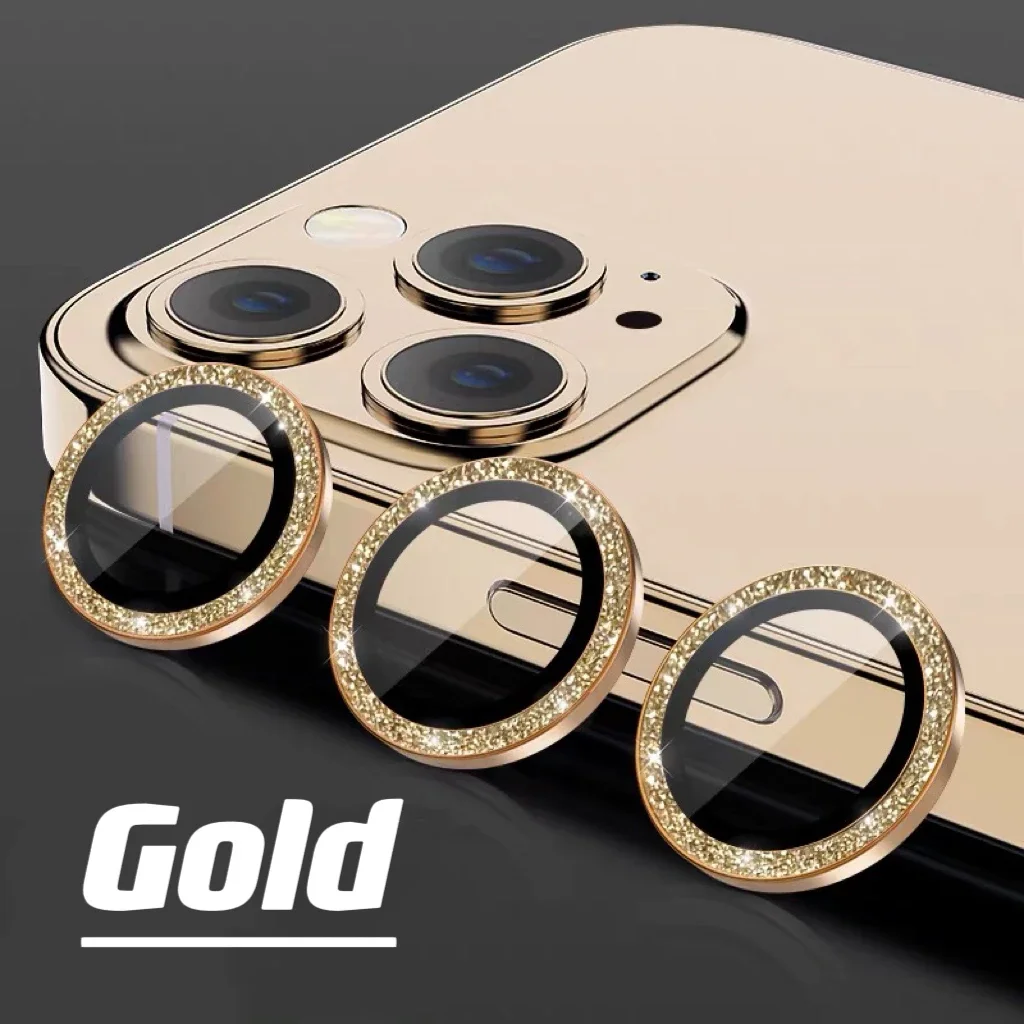 Glitter Metal Lens Rings For IPhone 15 16Pro 15 16Promax 15 16 Plus Camera Glass Protector Alloy Frame Protective Cap Film