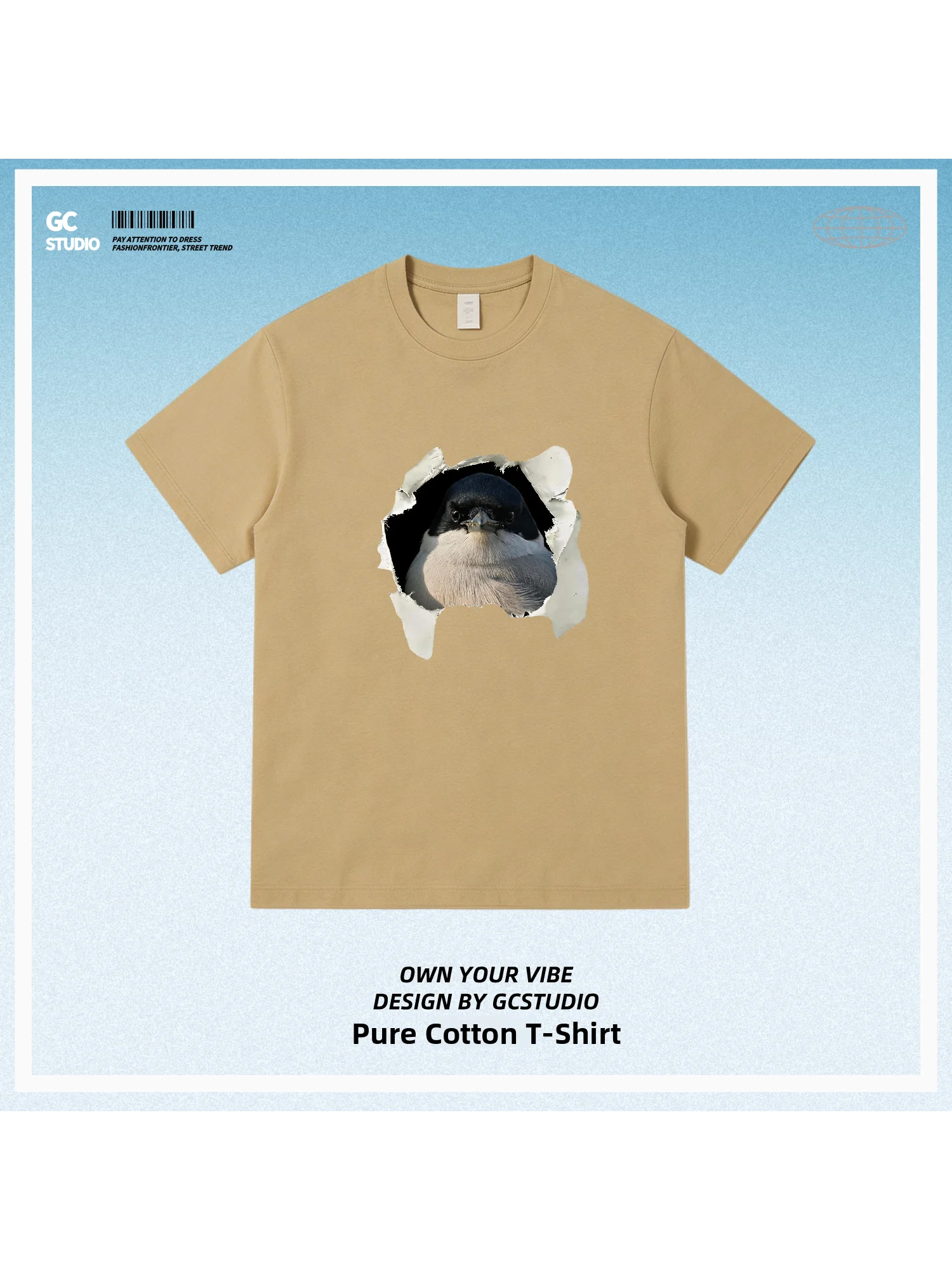 Loose Fit Pure Cotton Short Sleeve T-Shirt Unisex Outdoor Casual Bird Watching Printed Breathable Comfortable Summer Tee