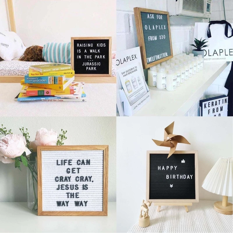 Felt Letter Board 9.8x9.8Inch with Pre-cut Letters Numbers Stand for Wedding