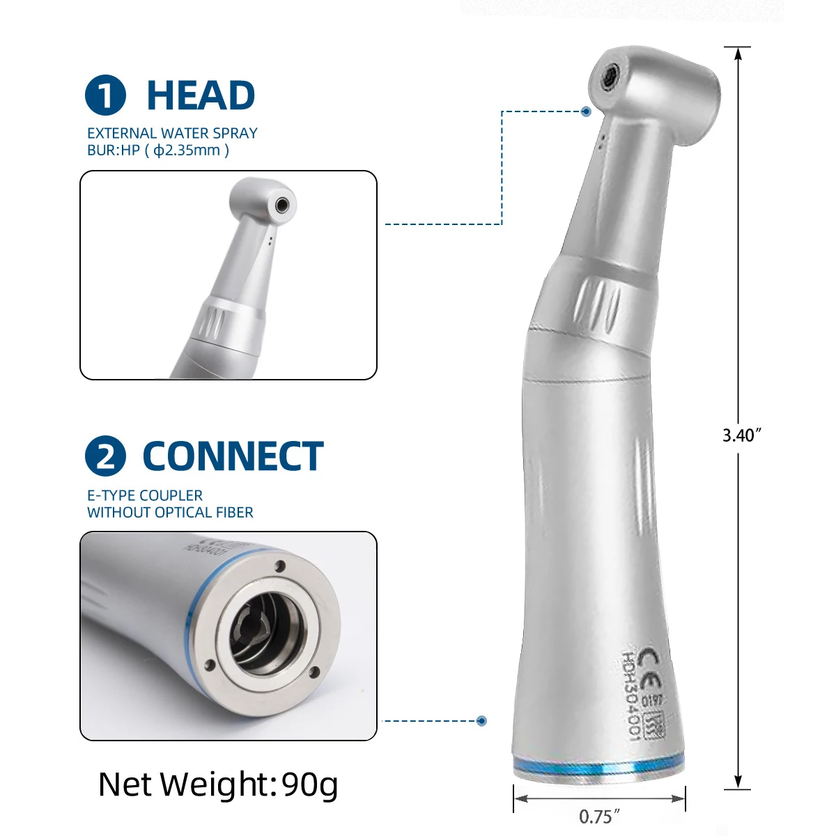 Dental Low Speed Handpiece Kit Air Turbine Straight Contra Angle Push Button Air Motor Inner Water Spray 2/4Holes