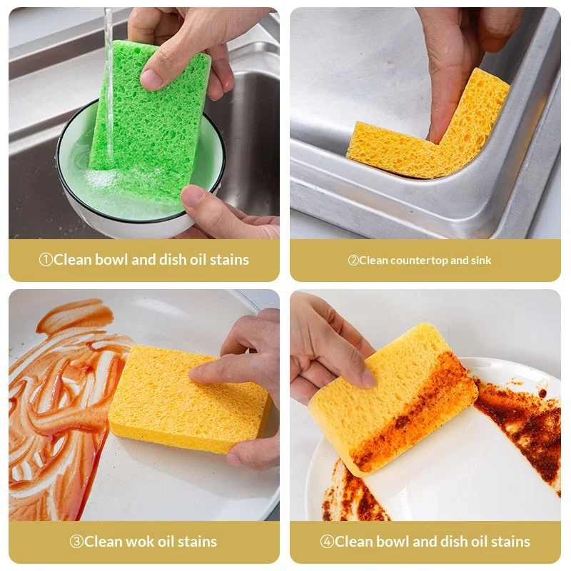 Wood Pulp Melamine Magic Sponge Eraser Double‑Sided Multifunctional Scouring Pad For Dish Pot Kitchen Household Cleaning Tool