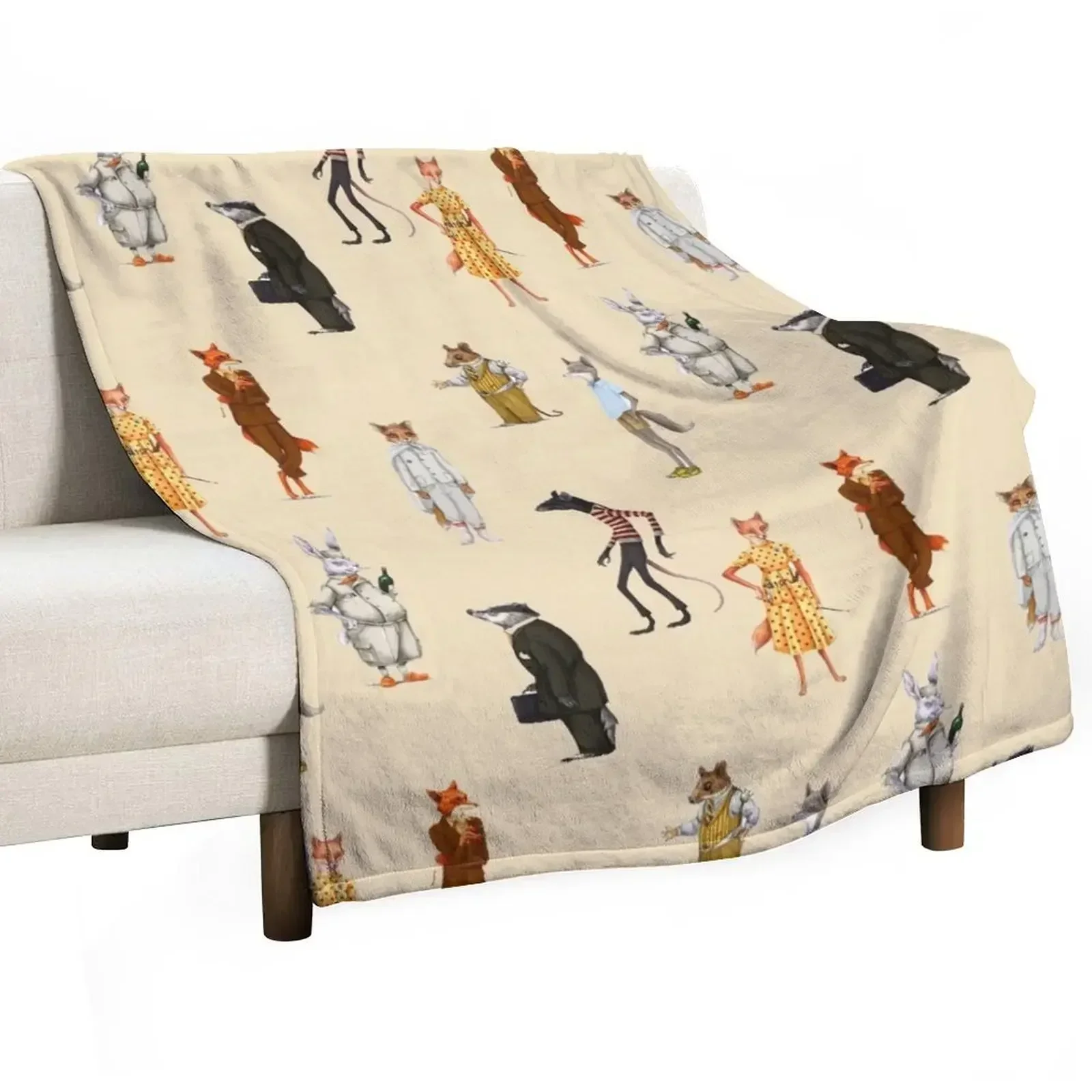 Fantastic Mr. fox and Mrs. Fox Family Sticker pack Throw Blanket Hairys warm winter Softest Blankets