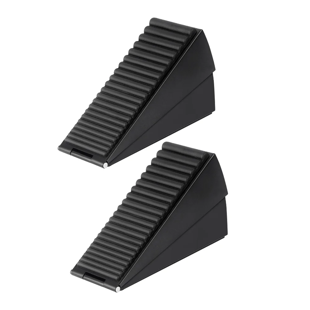 

2 Pcs Door Stop Stopper Handles Stoppers Wall Protector Wedge Black Stainless Steel for