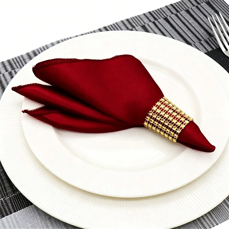 50pcs Polyester Satin Napkins, Hotel Light Luxury Dinner Napkins for Wedding Decoration, Home Fabric Table Mat,Square Towels