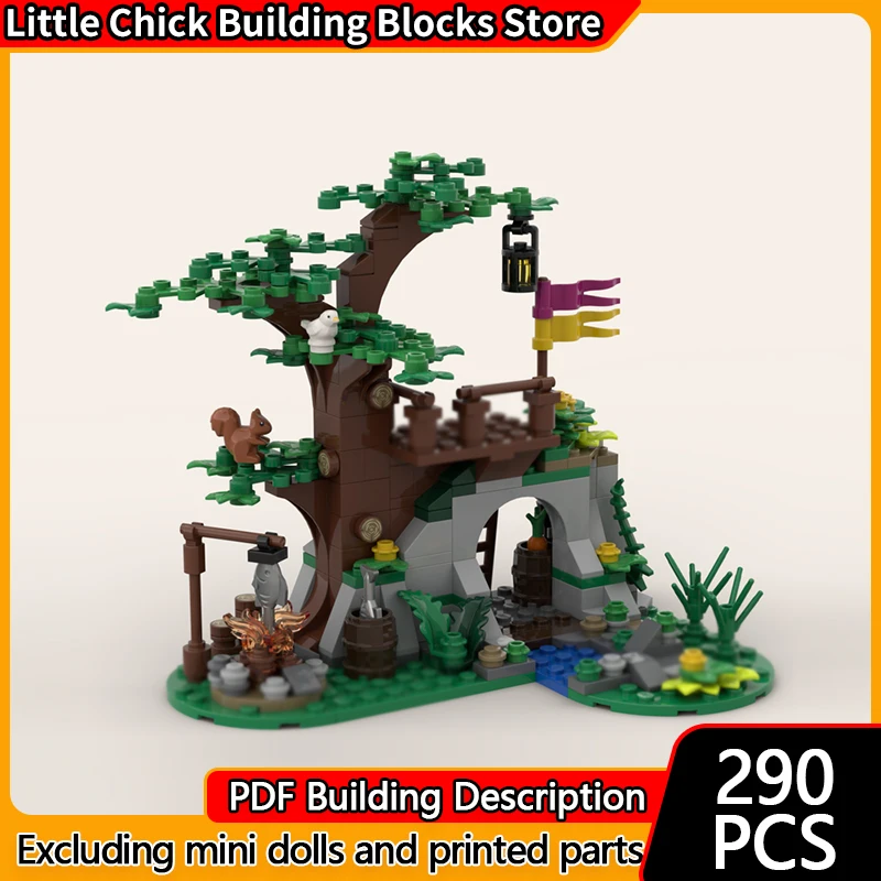 中世の城モデル MOC 組み立てブロック 古代の森の保護区 モジュール式テクノロジー 子供向けホリデーギフト 組み立ておもちゃセット