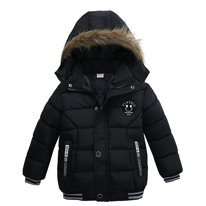 Autumn Winter Boys Jacket New Keep Warm Baby Coat Hooded Zipper Fashion Fur Collar Boys Outerwear 2 3 4 5 6 Years Kids Clothes