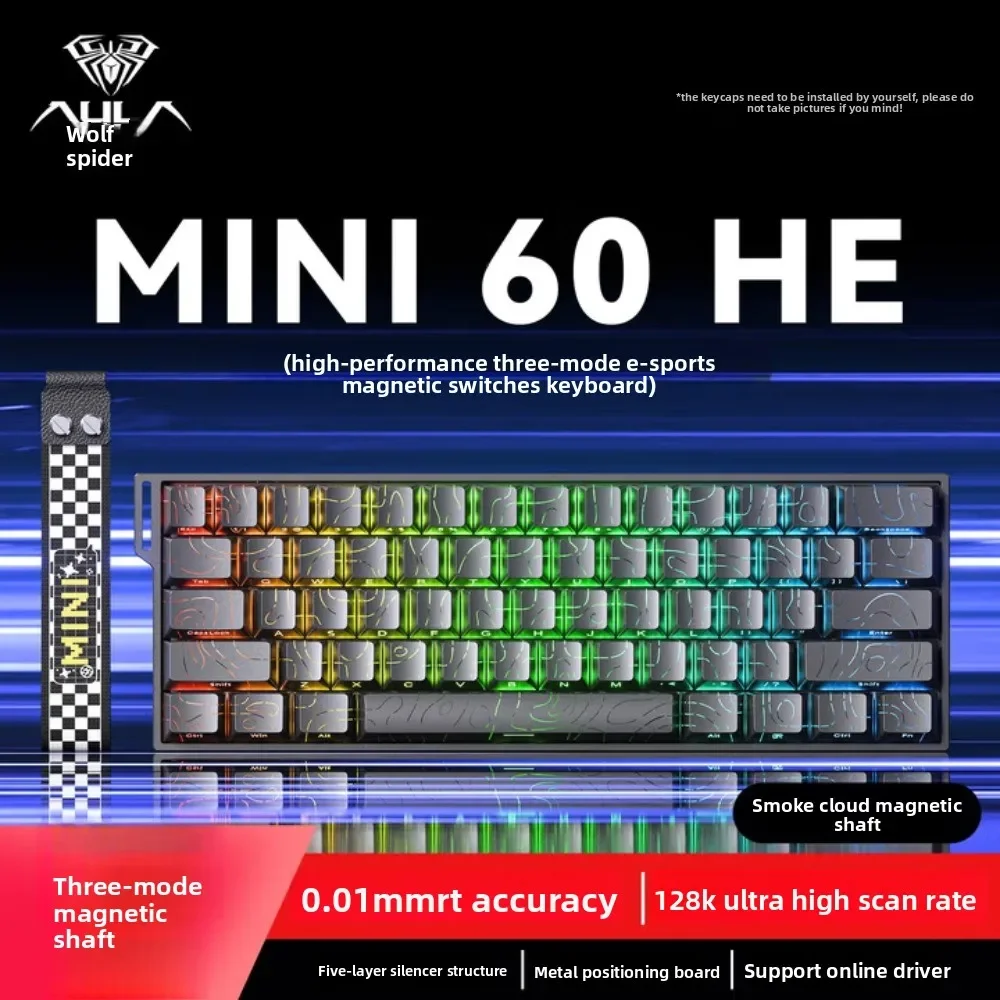 AULA MINI 60HE PRO 8000hz لوحة مفاتيح ميكانيكية بعمود مغناطيسي لاسلكي مفاتيح قابلة للتبديل السريع وضع توفير الطاقة لوحة مفاتيح الألعاب #6