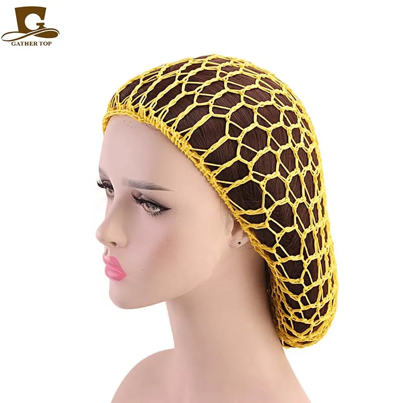 Women Hair Snood Wide Band Mesh Snood Hair Lady Turban Hair Accessories Women Soft Rayon Crochet Hairnet Oversize Knit Hat Cap