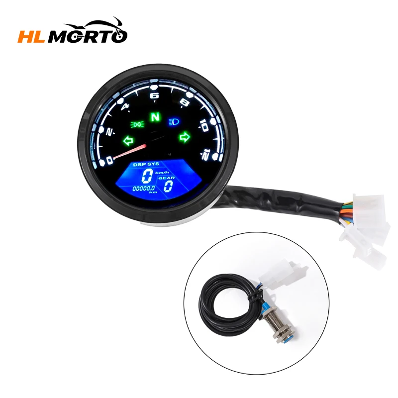 Universal Motorcycle 12000RMP LCD Speedometer Odometer Tachometer 1-4 Cylinders Motorbike Gauge Motorcycle Digital Dash