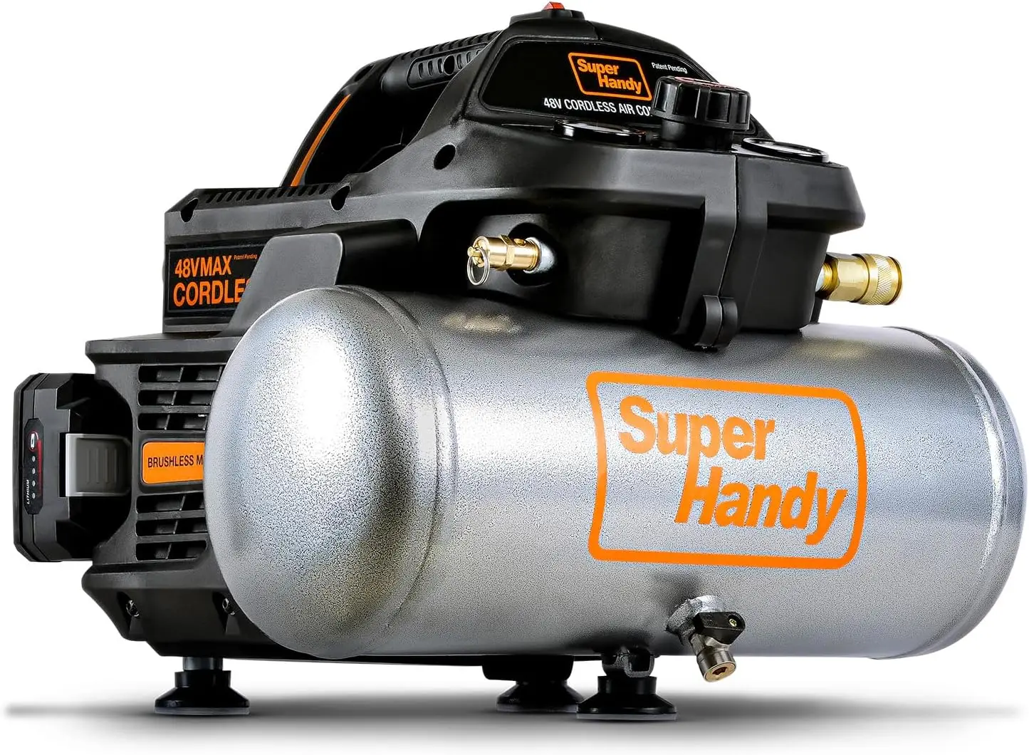 

SuperHandy Portable Air Compressor, 2 Gal, 135 PSI, Li-on Battery Operated, 60db Ultra Quiet & Lightweight - For Air Tools, Tire