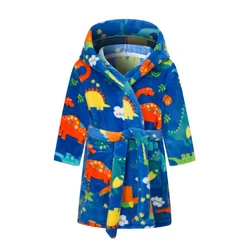 Albornoz de franela con estampado de dinosaurio para niƱos, batas de baƱo para bebƩs, pijamas suaves y cƔlidos de dibujos animados de astronauta, bata de toalla de manga larga
