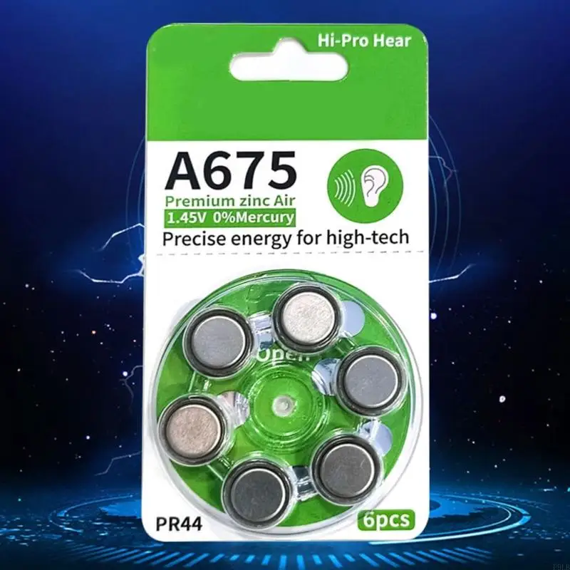 2025 6 sztuk A675 Baterie powietrza cynkowego A675/PR44 BATKUM BATKUM DO EARD CANAL