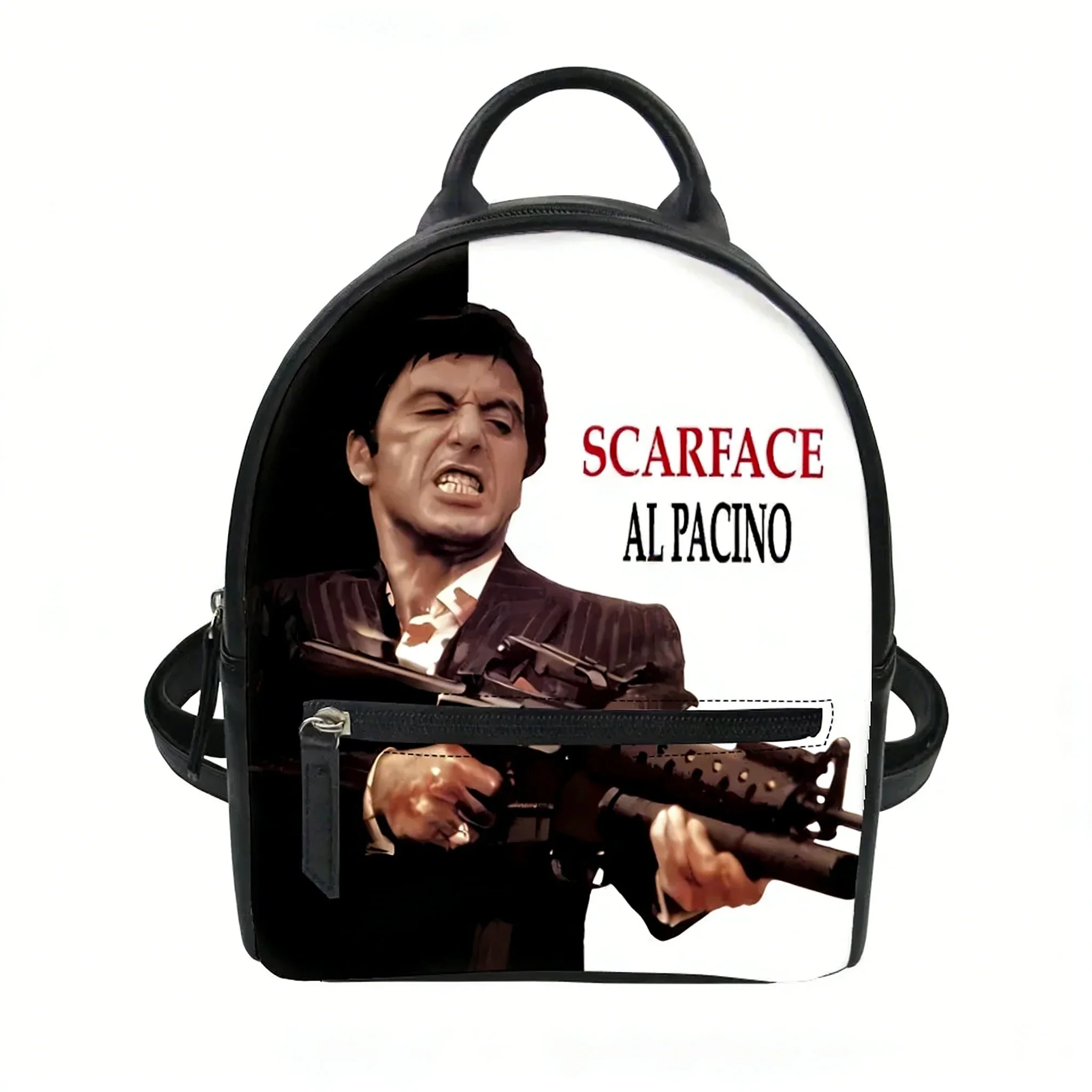 Scarface Custom Backpack Purse Hot Movie Tony Montana Carter Schoolbags Double Shoulder Bag Mini Daypack Leather Travel Bag