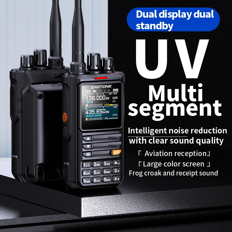 ZASTONE M8 10W Walkie Talkie Ham Amateur 2 Way Radio AM Air Aviation Band High Power Walkie-Talkie APP programming noise