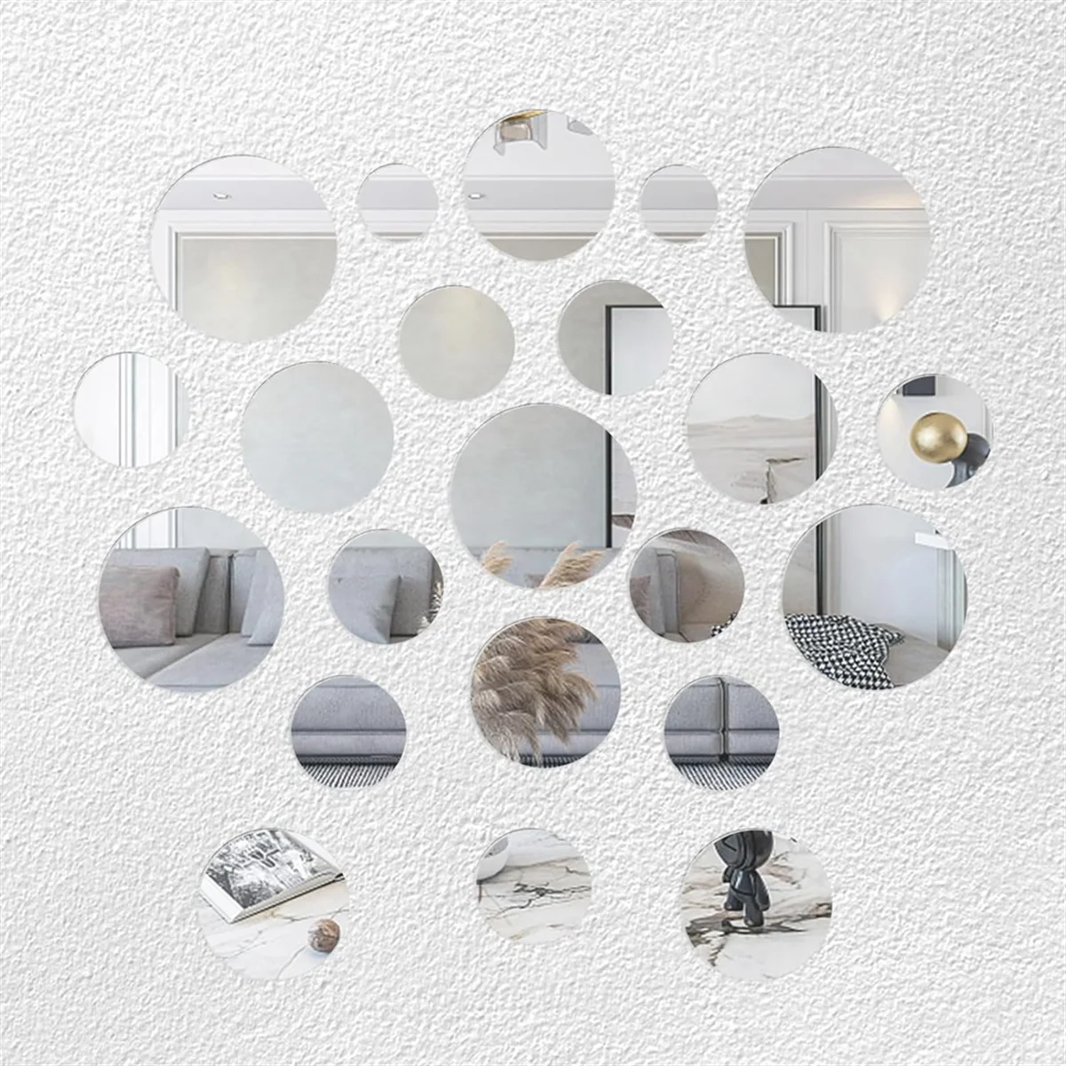 250 PCS Small Circle Craft Mirror, Mini Round Acrylic Crafts Mosaic Mirror Tiles for Crafts and DIY Projects Supplies