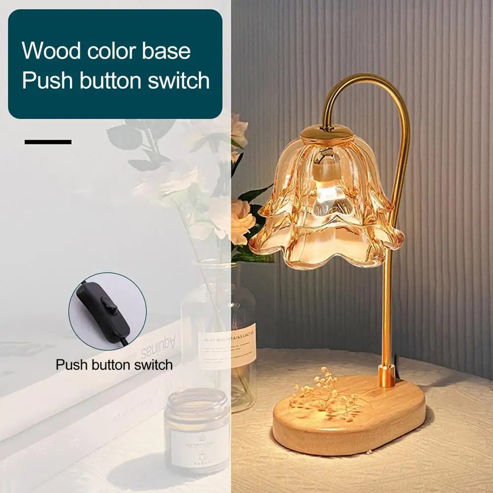 Aromatherapy Lamp Non-slip Base Candle Warmer Candle Warmer Lamp with Wooden Base Adjustable Brightness Timer Function Scented