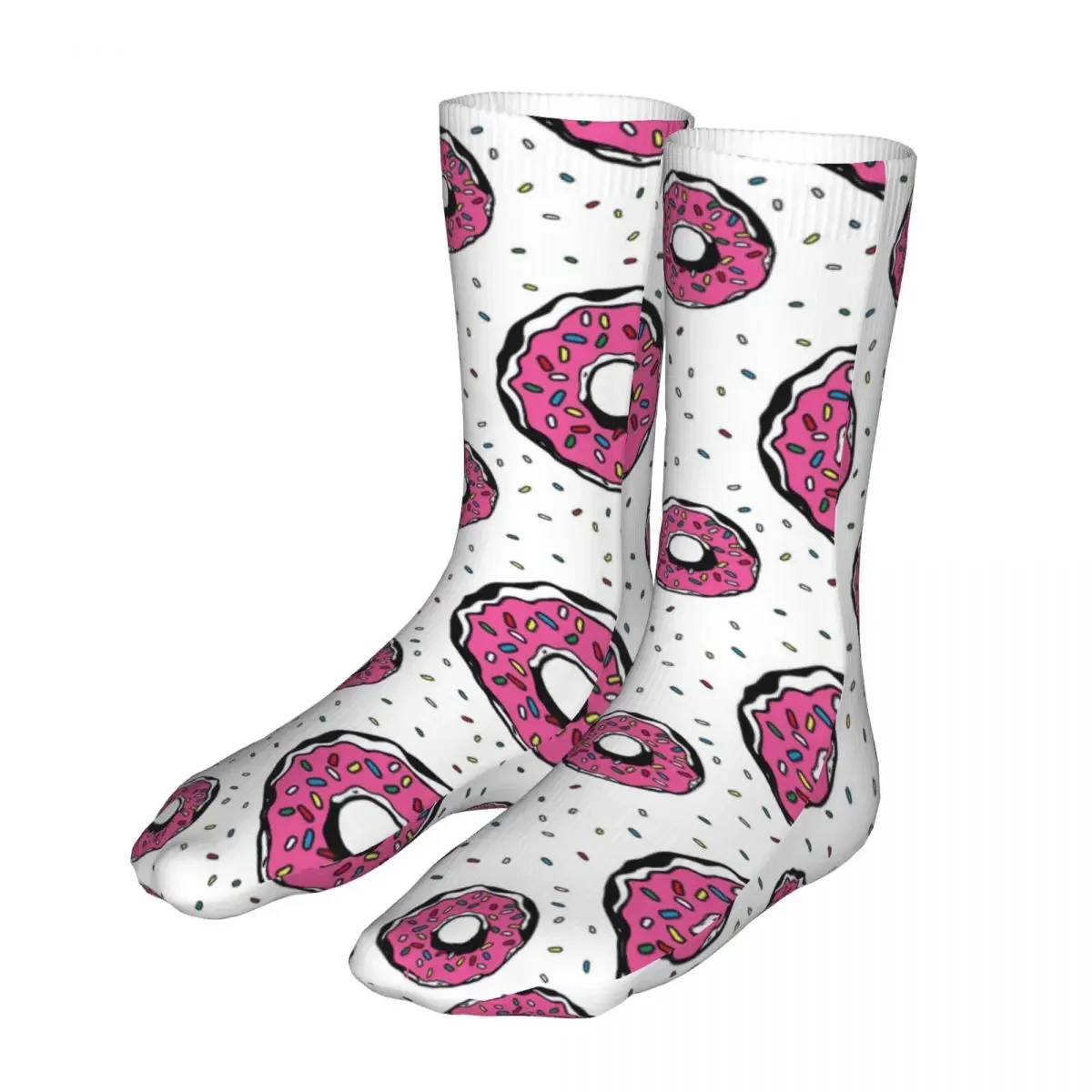 Happy Pink Doughnuts Woman Socks 2022 Men Cute Food Cycling Sock