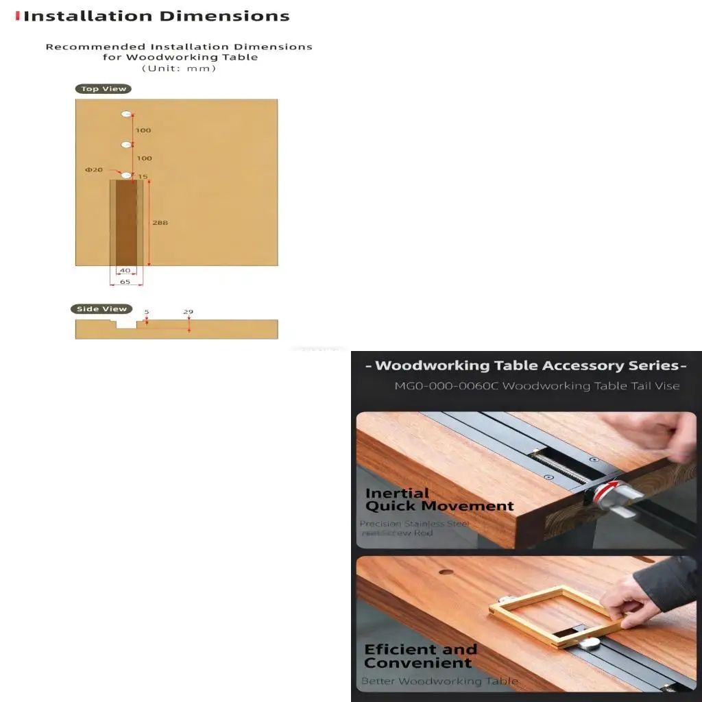 

R9UF Professional Woodworking Benches Tail Vise Aluminum Alloy High Strength Build