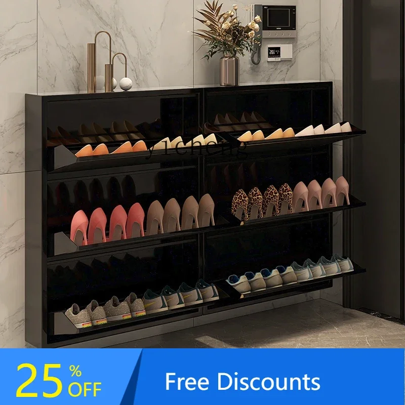 ultra-thin shoe cabinet tipping bucket foyer entrance Nordic home entrance narrow side storage cabinet