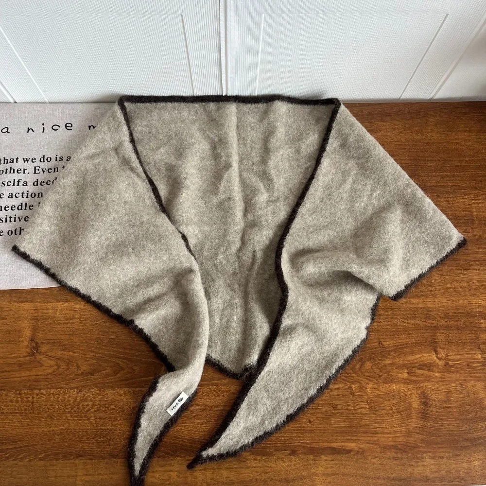 

Утолщенная треугольная шаль, мягкий роскошный зимний шарф, высококачественный шарф из смеси шерсти большого размера, универсальное использование