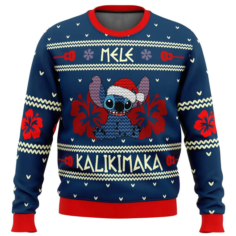 Cartoon Anime Stitch Christmas Sweatshirt Gift Santa Claus Pullover 2024 New Fashion Autumn Winter Men Women Clothing Tops