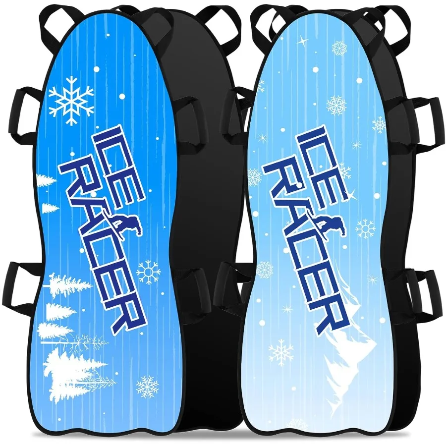 

2 Pcs 45 Large Foldable Snow Sled for Kid Adult Toboggan with Reinforced Bottom Sturdy Fabric Stitching Ergonomic Handle Fits 2