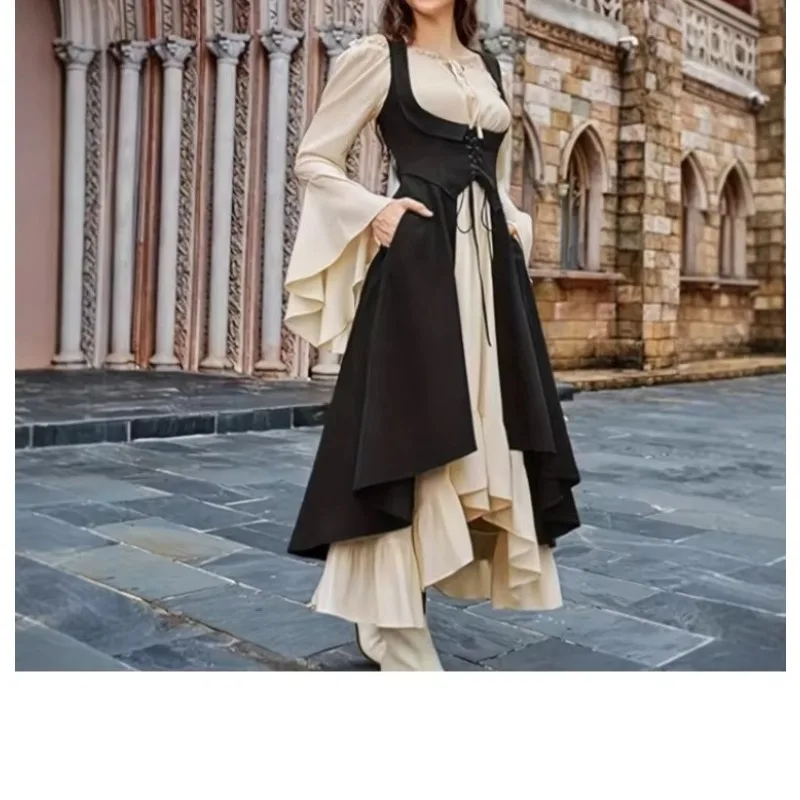 Renaissance Dress for Women Medieval Gown with Corset Lacing Fairy Fantasy Costume