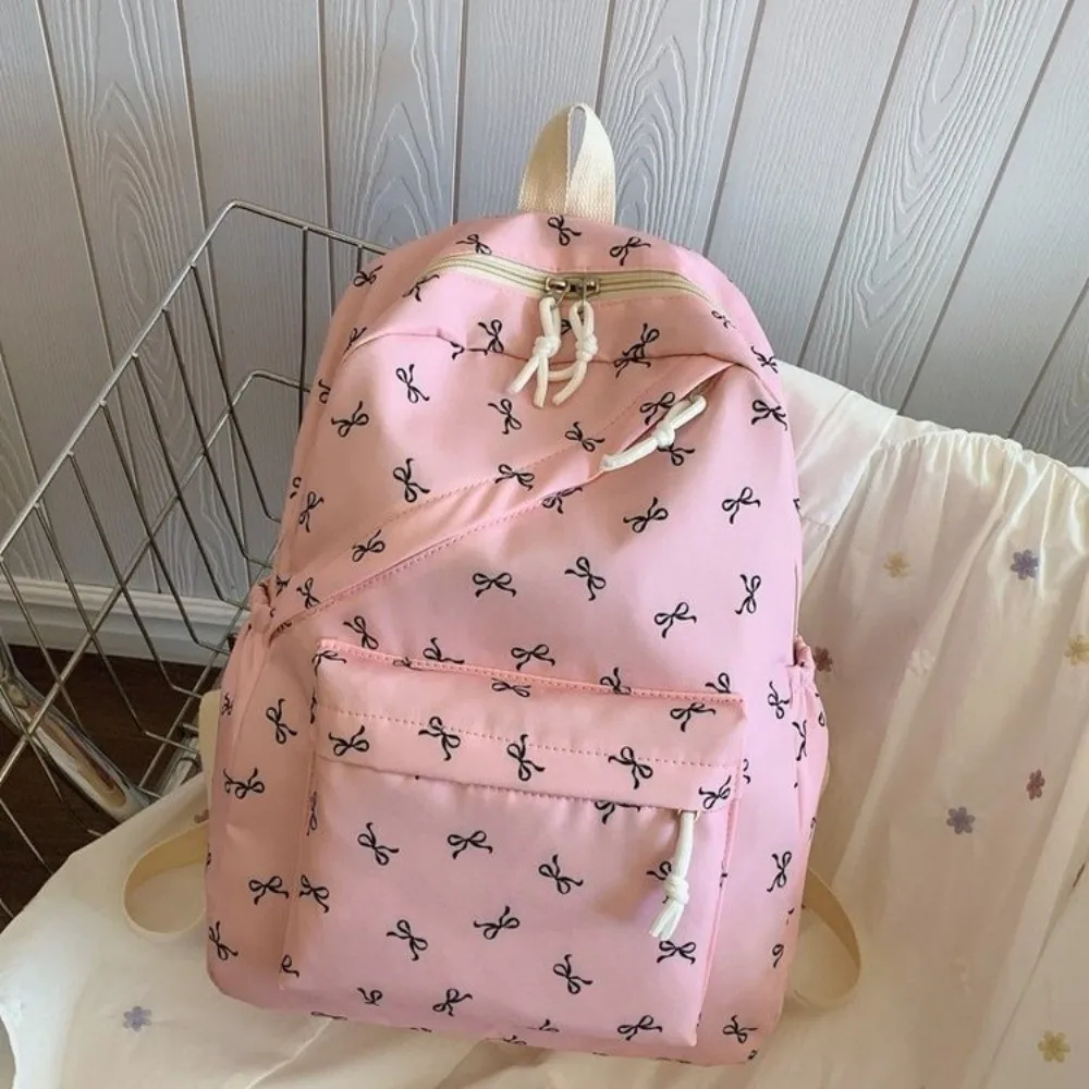 Canvas Bow Backpack Lightweight Large Capacity Students School Bag Japanese Style Storage Bag Teenagers Shoulder Bag