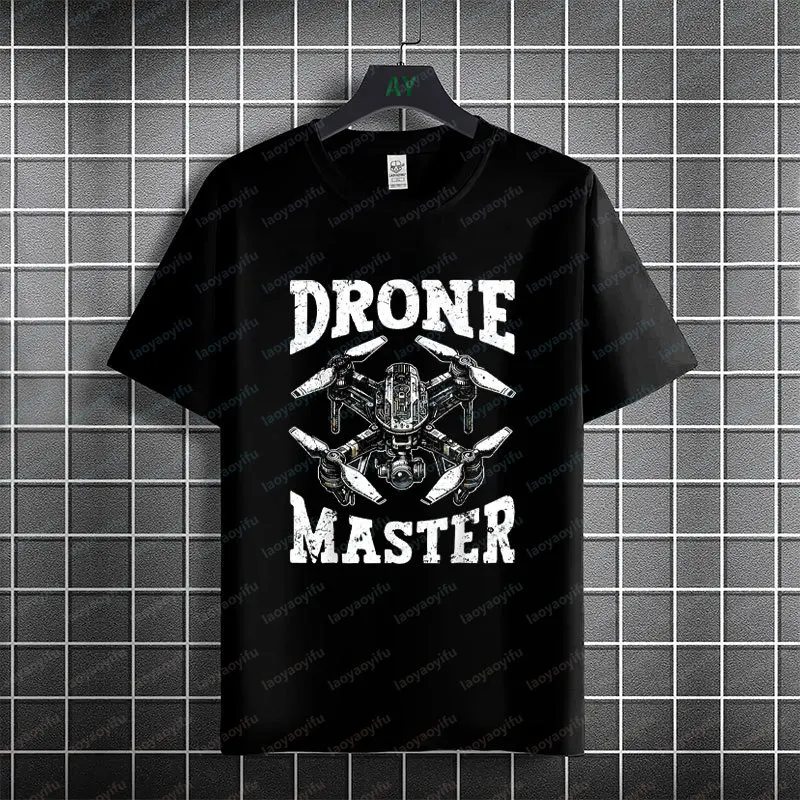 Men & Women's Drone Master FPV Theme Graphic T-shir 100% Cotton Short Sleeve Round Neck Tshirt for Everyday Outdoor Activities