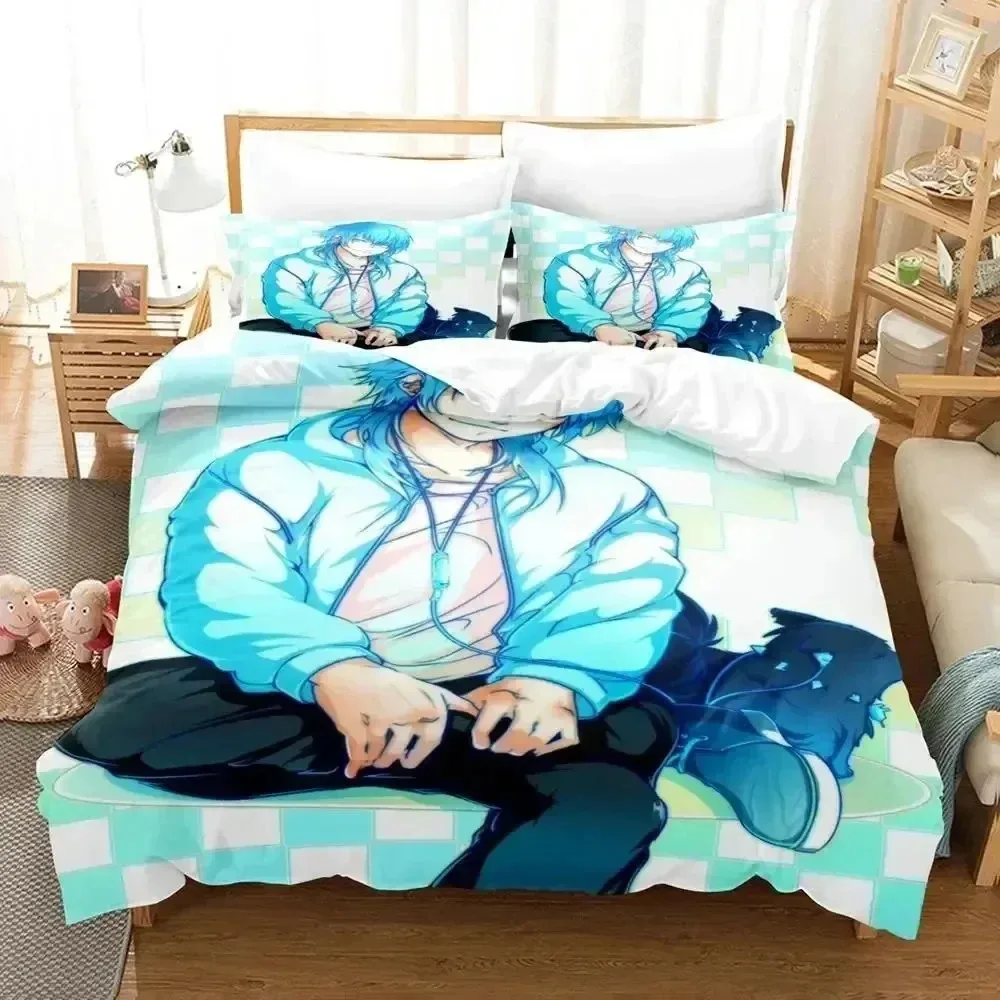 3D Print Anime DRAMAtical Murder Game Bedding Set Duvet Cover Bed Set Quilt Cover Pillowcase Queen Boys Adult Bedding