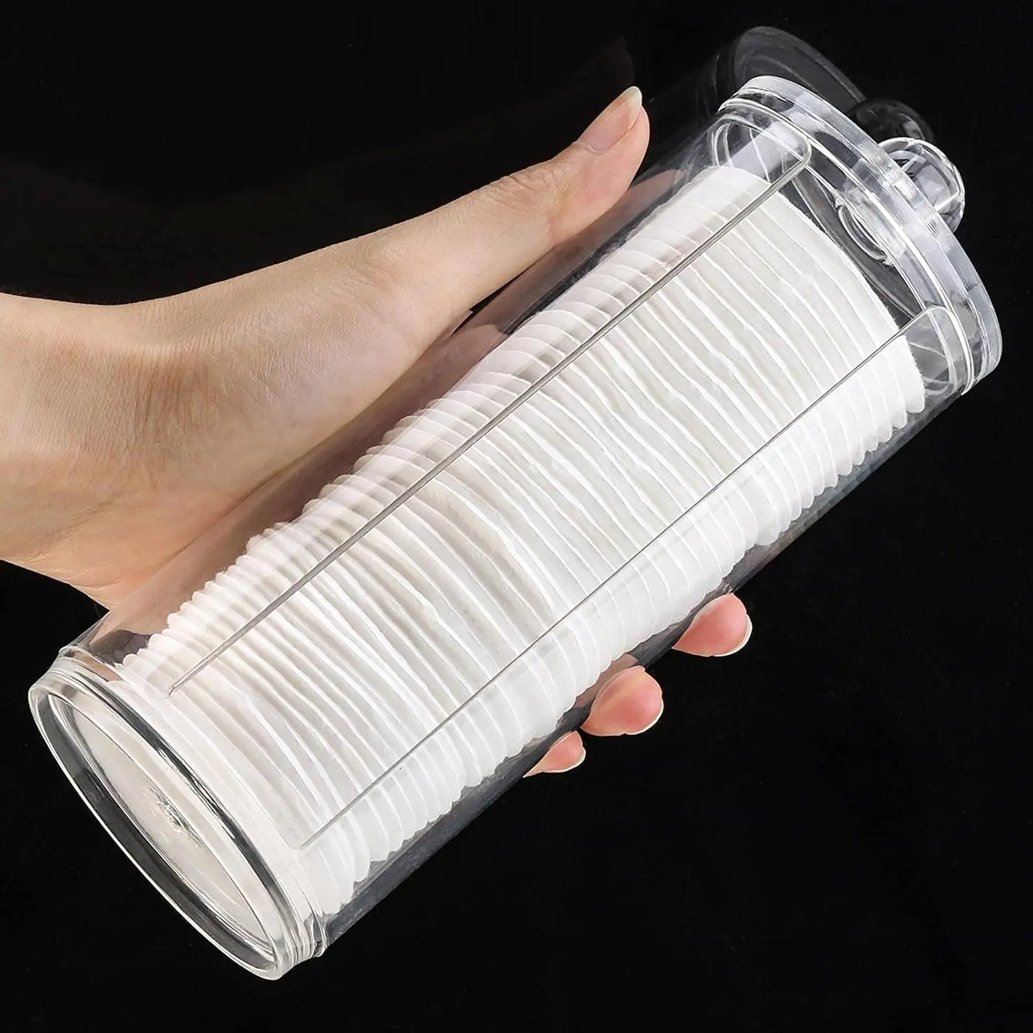 

Cotton Pad Holder Makeup Pads Cotton Swab Dispenser for Bathroom Storage,Clear, Acrylic, 2.9x7.5 inch