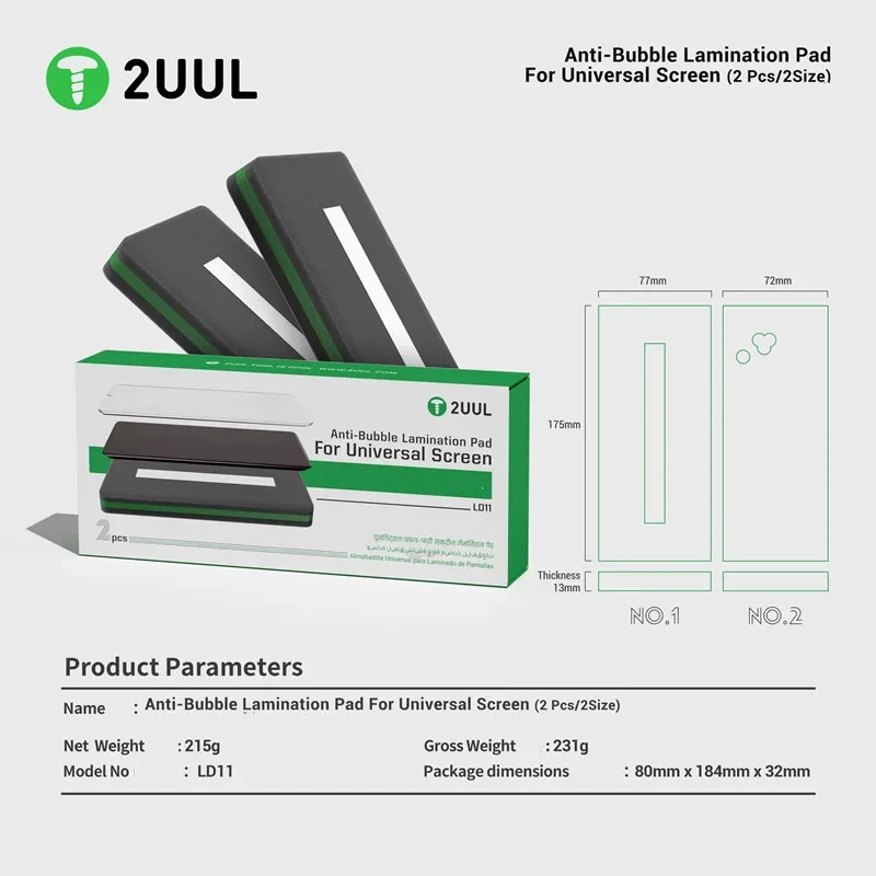 2UUL LD11 2Pcs Universal Screen Lamination Pad Anti-Bubble Buffer Mat 2 Sizes for Mobile Phone OCA LCD Repair Machine Tools