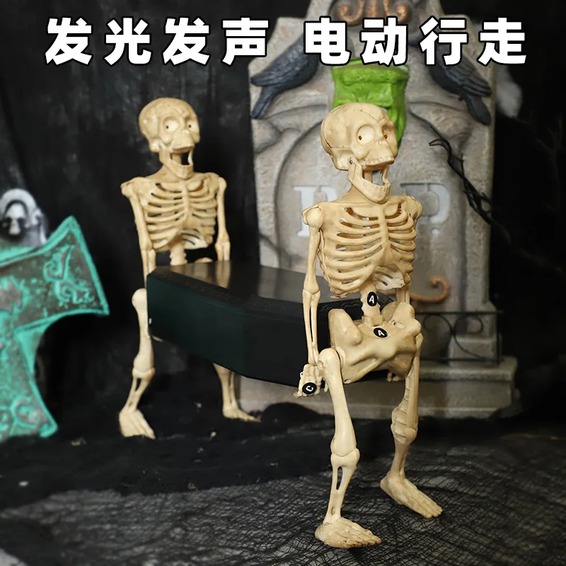 Halloween skull toy skull carrying coffin creative funny foreign trade toy haunted house decoration ornaments bar