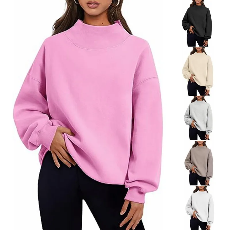 Loose Fit Casual Hoodie Regular Length Japanese Korean Casual with Regular Sleeve Ribbed Thick Long Sleeve Women Sweatshirt