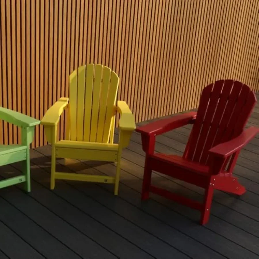 Outdoor Adirondack patio chair: weather-resistant polywood, classic gray, easy assembly, ideal for fire pits, decks, lawns, and