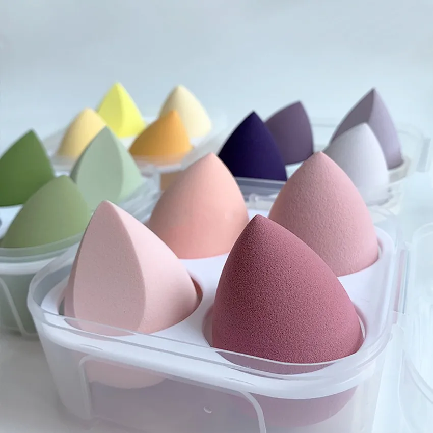 4 pz/set Color Mixing Beauty Egg Beauty Sponge Makeup Sponge con Egg Box Foundation Dry Wet Use Make-up Puff strumento per il trucco del viso