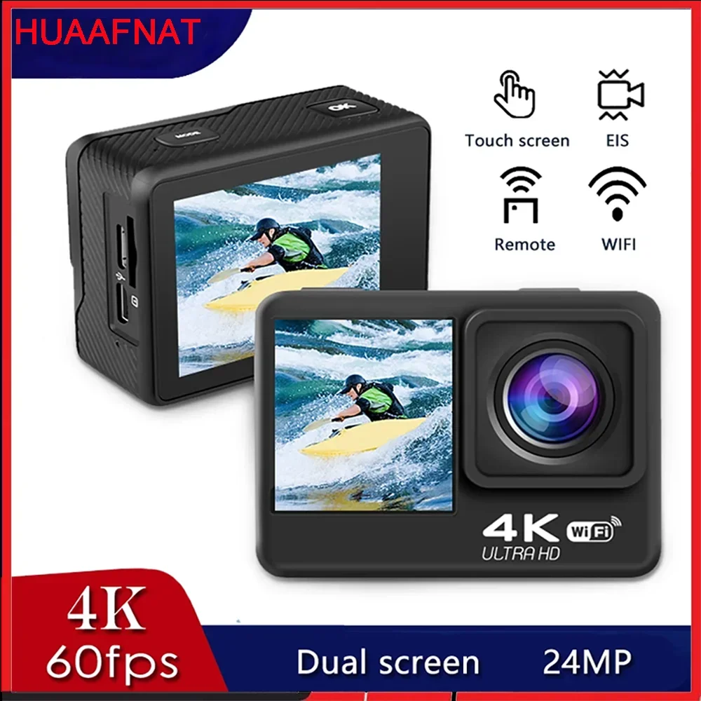 Huafant G9 Action Camera 4K 60FPS 24MP 2.0 Touch LCD EIS Dual Screen Wi-Fi 170D Waterproof Remote Control 4X Zoom Sports Cam