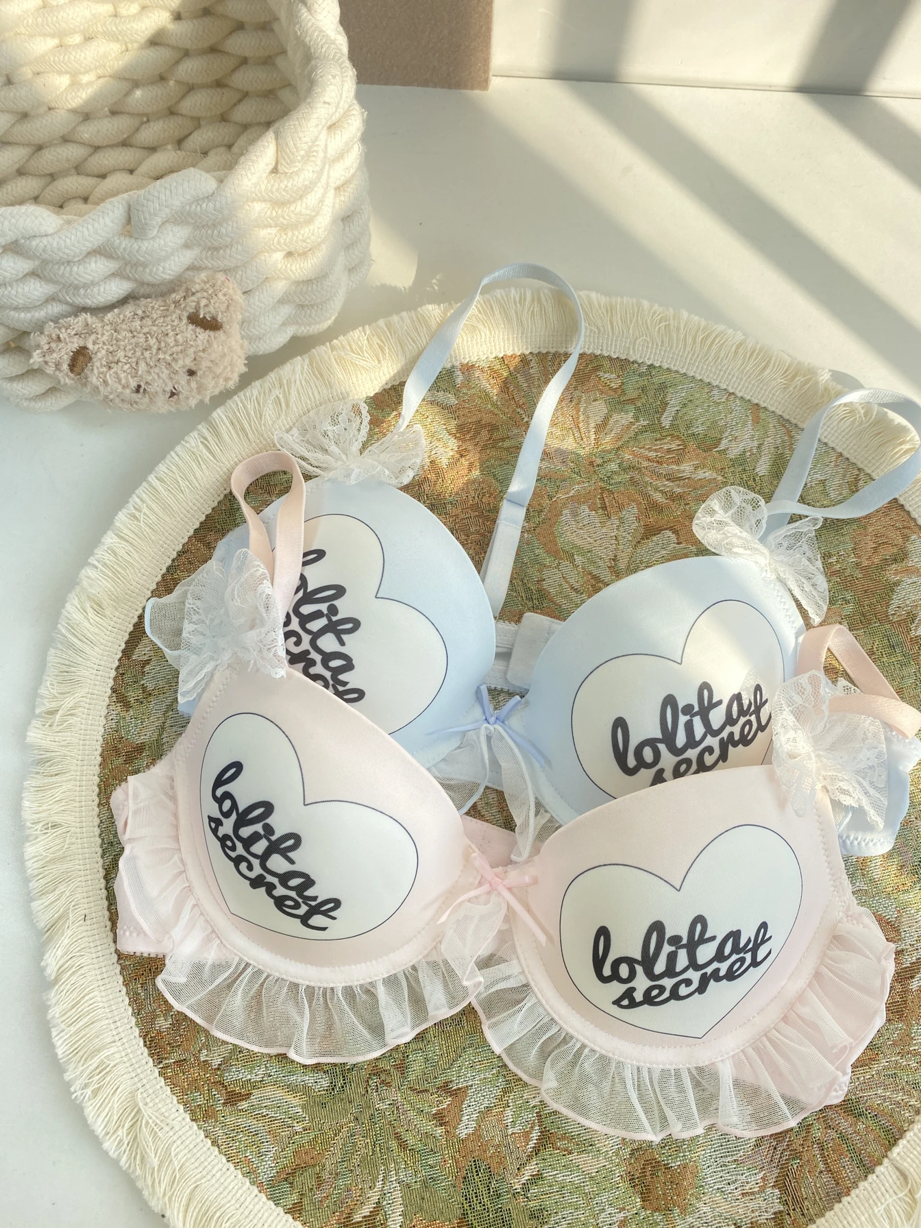 

Лолита японский милый девушка любовь бюстгальтер с принтом милый кружевной край сексуальное дышащее нижнее белье