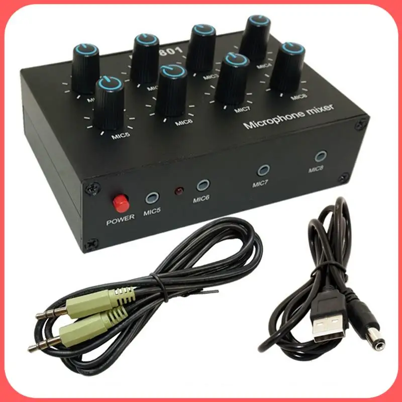 X12A-MC-801 Condenser Microphone Expander 8 Channel 3.5Mm Microphone Mixer Multi-Channel Input Expander Hub