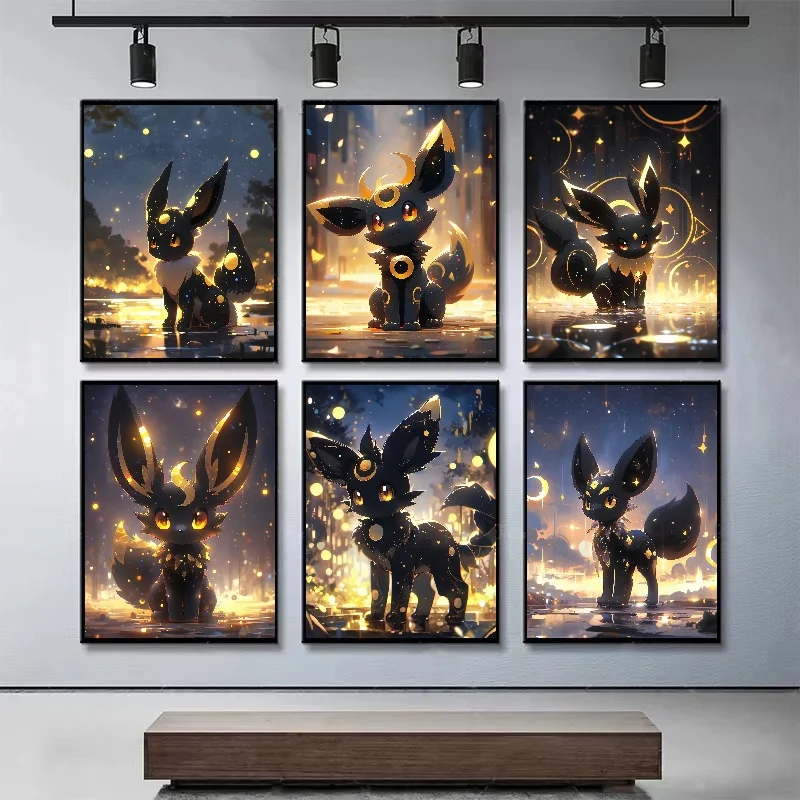 

Pokemon Canvas Artwork starry sky Eevee Painting Wall Stickers Modern Home Gifts Kid Cartoon Character Picture Decorative