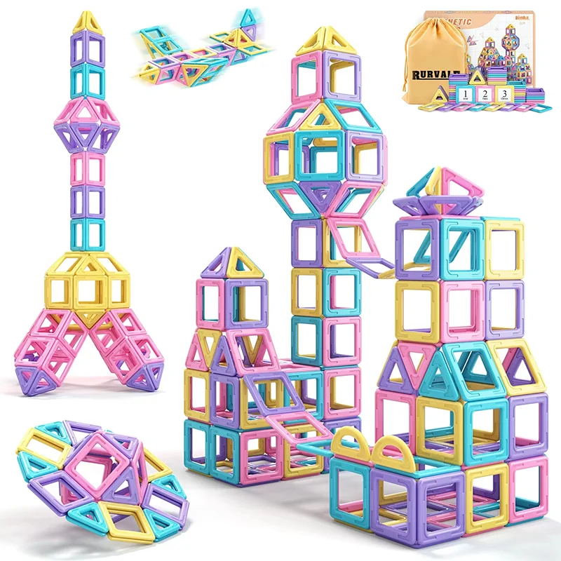 Blocchi magnetici colorati Designer magnetico Grandi 30-50 pezzi Magneti educativi fai-da-te Giocattoli per bambini Regalo di compleanno per bambini