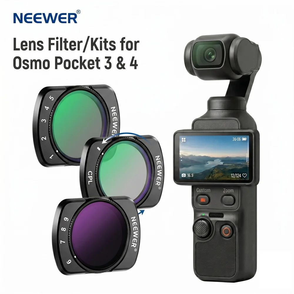 NEEWER ND 필터 키트 포켓(DJI ND 필터용) Osmo Pocket 3 4 DJI 액세서리 CPL 편광 필터 가변 ND2‑32 ND64‑512 VND 필터