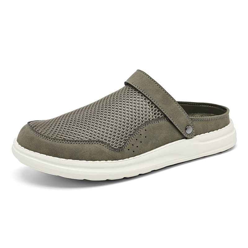 

Мужские дышащие сетчатые сандалии без шнуровки с ремешком сзади, мужские летние повседневные легкие туфли