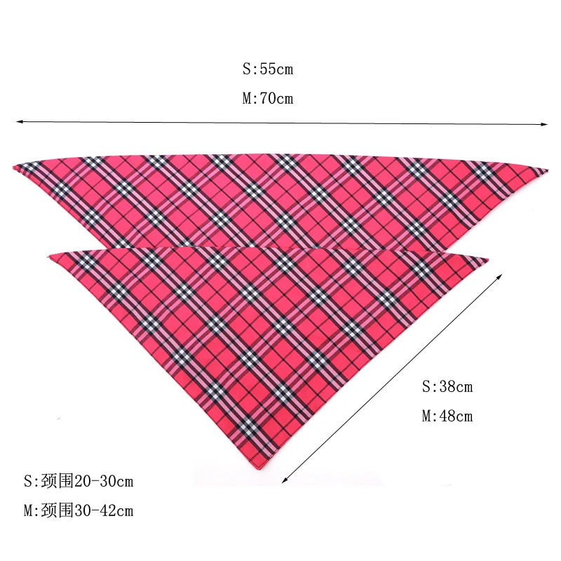ดอกไม้ผ้าฝ้ายสำหรับแมวคู่ Layered สุนัขสายรัดอุปกรณ์เสริม Designer กลางแจ้งลายสก๊อตสามเหลี่ยมคอ