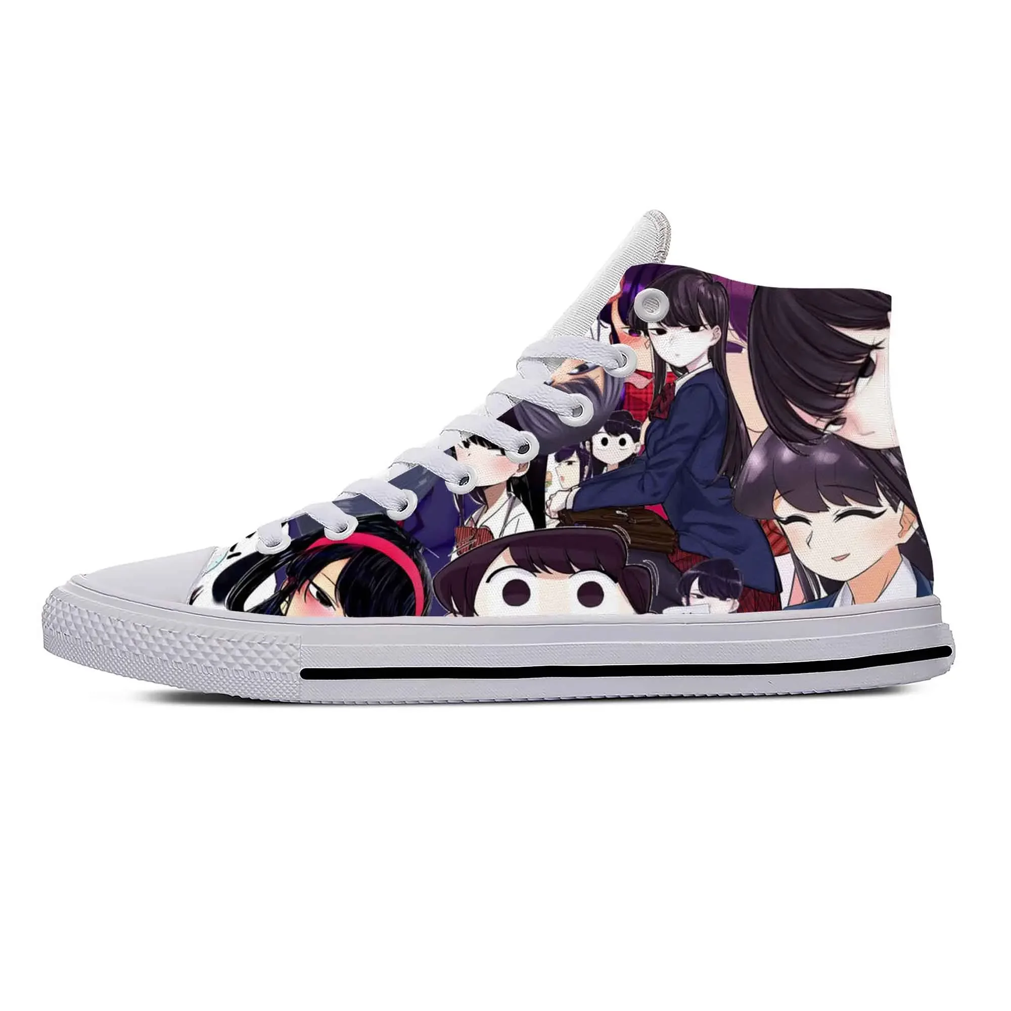 Anime Cartoon Komi Can‘t Communicate Komi Shouko Casual Cloth Shoes High Top Lightweight Breathable 3D Print Men Women Sneakers