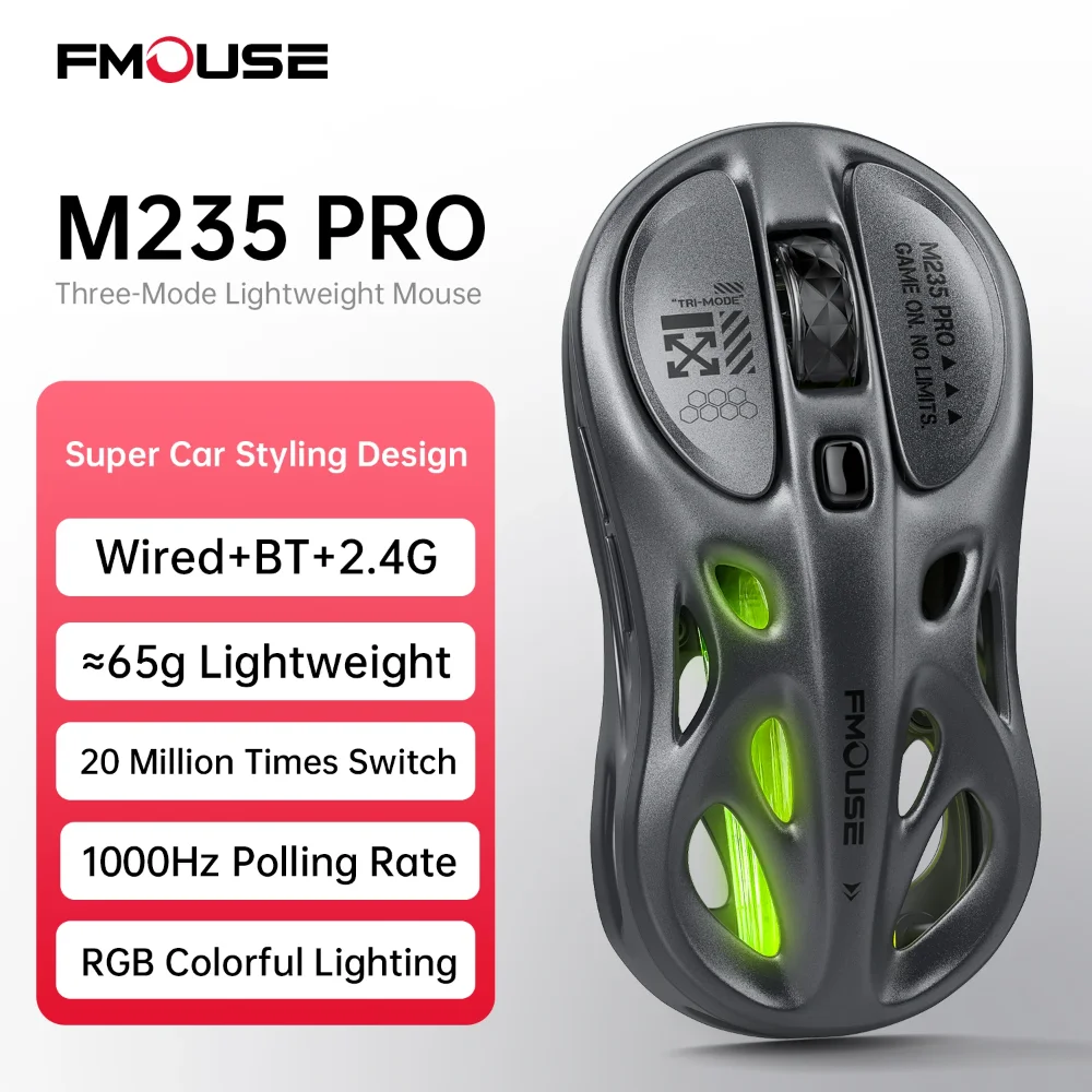 Bluetooth wireless mouse Rechargeable e-sports three-mode laptop office game RGB hollow lightweight For Tablets Laptop