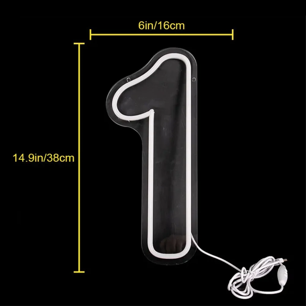 38cm LED Number Signs Light Acrylic USB Powered Neon Led Light for Birthday Party Night Wedding Anniversary Backdrop Decorations