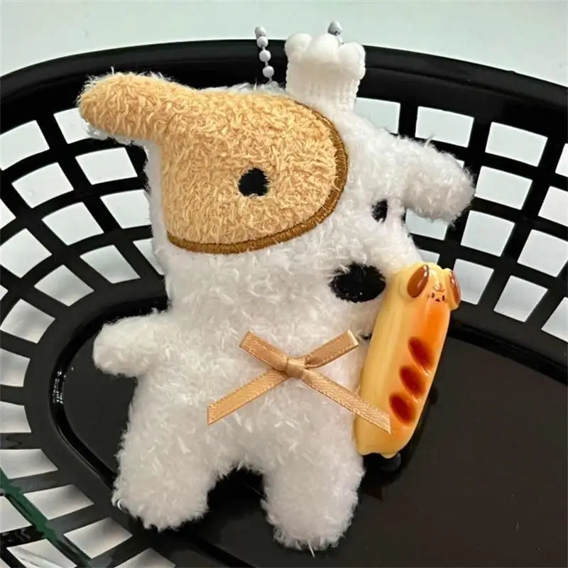 الكرتون لطيف بيكر جرو الكلب أفخم دمية دمية محشوة المفاتيح قلادة جرلي كيرينغ حقيبة معلقة الديكور زوجين الحلي الهدايا