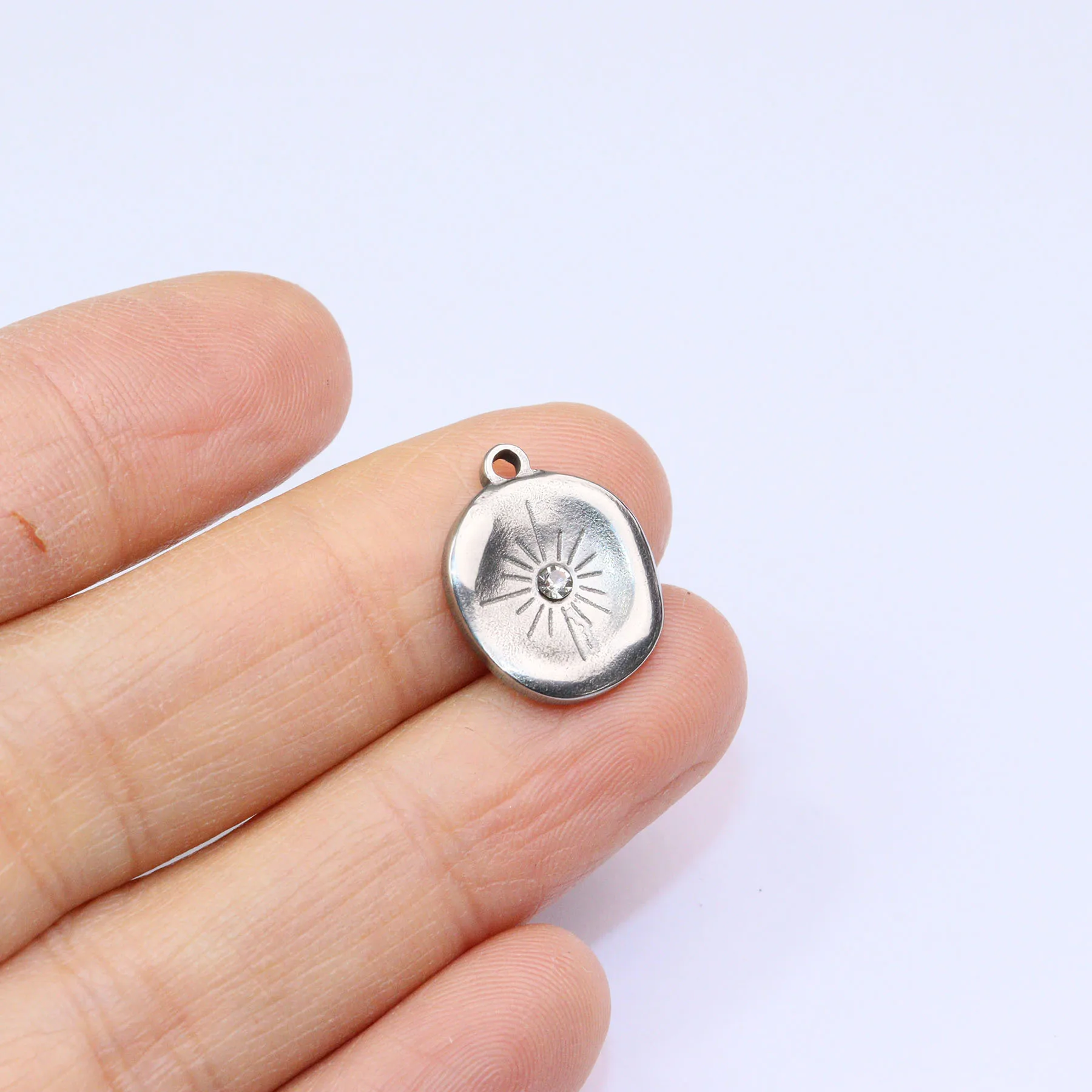 5pcs  Stainless Steel Rhinestones Star Fashion Jewelry Charms Pendant DIY Handcraft Vacuum Plate Waterproof Antiallergic